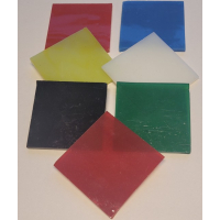 Bullseye 7 verschillende kleuren opaal glas 5 x 5 cm COE90