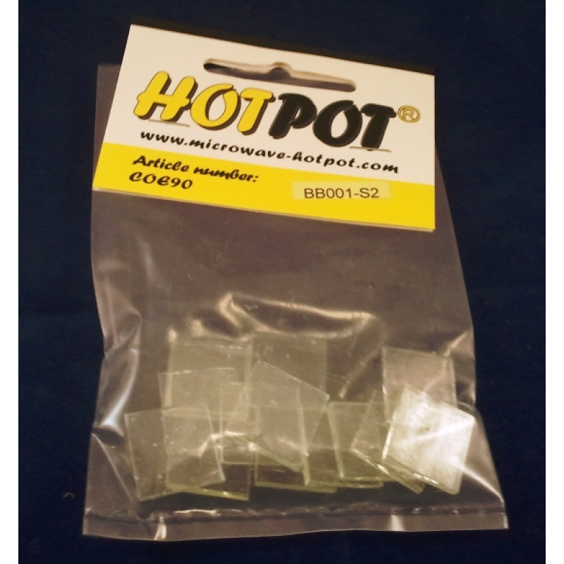 Baoli glas COE 90 precut shapes: vierkant transparant  2 cm, 14 stuks in een zakje