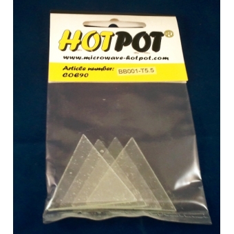 Baoli glas COE 90 precut shapes: driehoek transparant  5,5 cm, 4 stuks in een zakje
